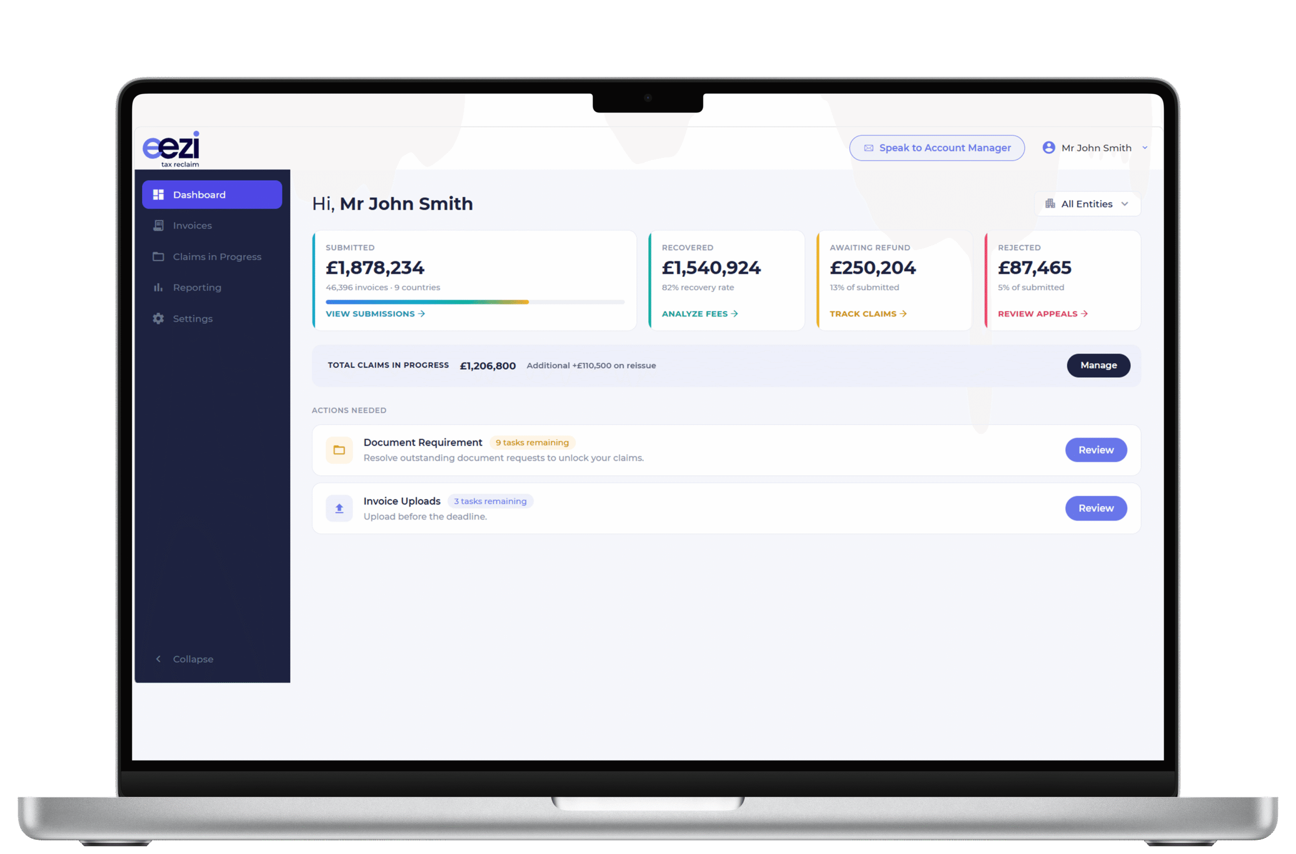 eezi tax reclaim dashboard